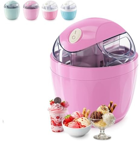 Mini Heladera Doméstica Pequeña, Máquina Eléctrica Personal De 500 Ml Para Helado Casero Rápido En 15 Minutos, Sorbete Y Yogur Helado, Máquina De Postres Compacta De Un Solo Toque Para Una Pink1