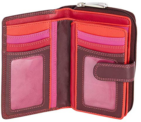 VISCONTI Leder Portemonnaie Damen RFID Schutz Geldbeutel Damen Geldbörse Bifold Mehrfarbig Portmonee in Geschenk-Box