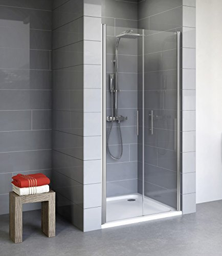 Schulte porte de douche battante 80 x 192 cm en niche, aspect chromé, 2 battants, verre de sécurité 5 mm transparent, plage de réglage 77.0-80.6, largeur d'accès 66.4 cm