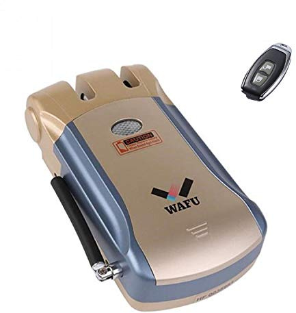WAFU - Cerradura de seguridad inalámbrica invisible para puerta con control remoto inteligente con 4 llaves remotas