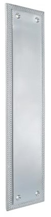 Infinity Decor® Placa rectangular georgiana de latón macizo de 285 x 67 mm con detalles de urna, placa de empuje para puerta en resistente con placa de 5 mm de grosor en cromo satinado