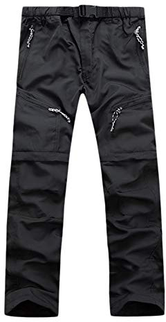 GELing Pantalones Aire Libre de Hombre Convertible Pantalones Cortos Pantalones de Trekking con Cremallera Desmontables y de Secado rápido Montaña Escalada Senderismo Pantalón Funcionales,Negro,XXL