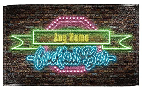 Bang Tidy Clothing Personalised Neon Bar Beer Towel Mat | Rectangular Cotton/Polyester Blend Towel | 30cm x 50cm (11.8 inches x 19.68 inches) - BAR-TOW-S-102 - ADD NAME/TEXT