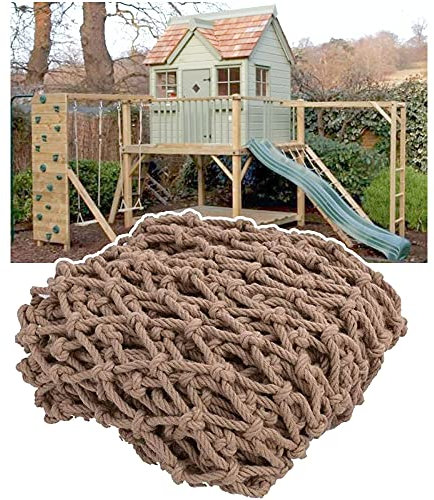Hanfnetz für Heimwerkerbaumhaus Kinderspielhaus im Hinterhof Hochleistungskletternetz Stabiler Spielplatzzaun Absturzsicherungsnetz für Balkon Treppe Hängemattennetz 12mm Dicke,1*2m(3.3*6.6ft)