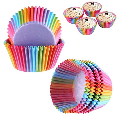 200 Stück muffinförmchen papier cupcake formen Regenbogen Papier muffinform für Dessert Hochzeit Geburtstag Party