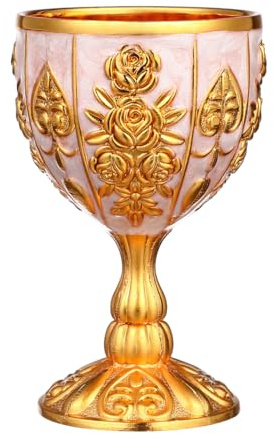 FOMIYES Royal Chalice Cup Vintage Goblet Cup Wine Liqueur Shot Glass Unbreakable Cocktail Worship Buddha and God of Wealth Goblet for Party