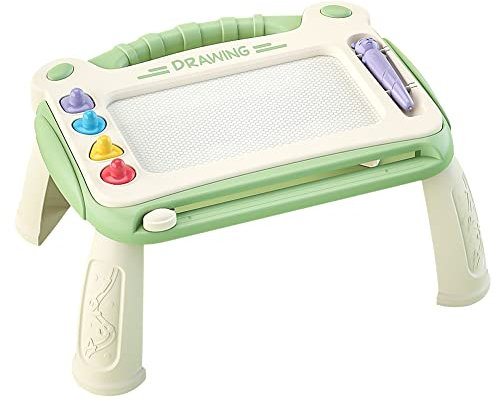 Herbests Magnetische Maltafel Schreibtafel mit Füßen Zaubertafel mit 4 Stempel und Magnetschreibstift Zaubermaltafel Zeichentafel Bunte Löschbar Zeichenbrett Kinder Lernspielzeug Geschenk 3Jahre Grün