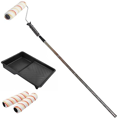 TG TOUGH GEAR 9″ Emulsion Paint Roller & Tray with 0.95m Sectional Extension Pole – DIY Wall & Ceiling Painting Set