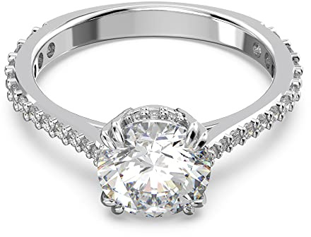 Swarovski Stilla Kollektion Cocktailring, Rundschliff, Pavé, Weiß