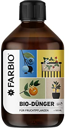 FARBIO® flüssiger organischer Allzweckdünger für Obstpflanzen im Innen- und Außenbereich mit natürlichen organischen Stoffen zur Erhaltung gesunder Böden , 500ml