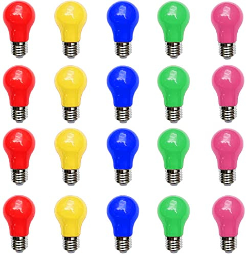 Aiwerttes farbige LED-Glühbirne E27,3W A50 Birne Form Birnen, rot gelb blau grün rosa, gemischte Farben LED-Glühbirnen für Feen Lichter Bunte Halloween Party Dekoration, Satz 20