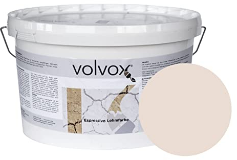 ecotec Naturfarben GmbH Volvox Espressivo Lehmfarbe - Wandfarbe matt - hohe Deckkraft - streichfertige Naturfarbe PG B almendra 10 L