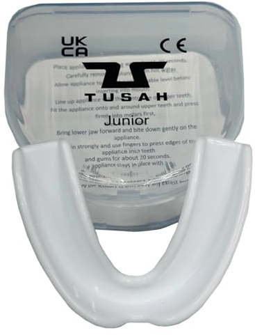 TUSAH Boil & Bite Mouth Guard Gum Shield for Kids/Adults Mouldable Mouthguard Gumshield with Case for Boxing, MMA, Rugby, Martial Arts, Judo, Karate, Hockey (Kids 4-12 Yrs, White)