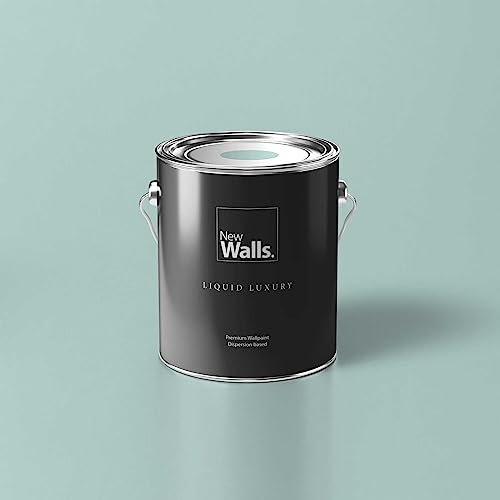 New Walls Premium Wandfarbe Blau, Eisblau Liquid Luxury Dispersionsfarbe für Innenräume – 5 L