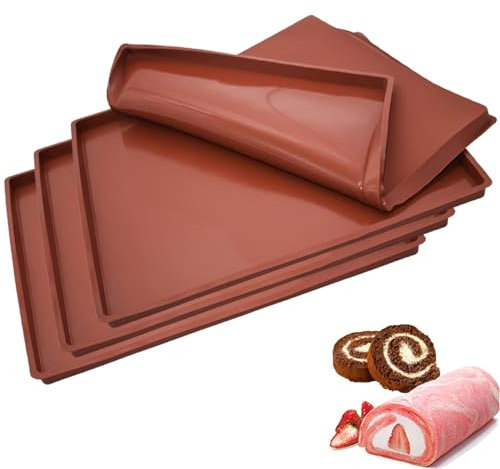 4 Pieza Tapetes para Hornear, Tapete de Silicona para Horno, Alfombrilla de Silicona para Hornear, Tapete de Silicona para Hornear, Se Puede Utilizar para Hacer Rollos de Pastel, Galletas, Pan