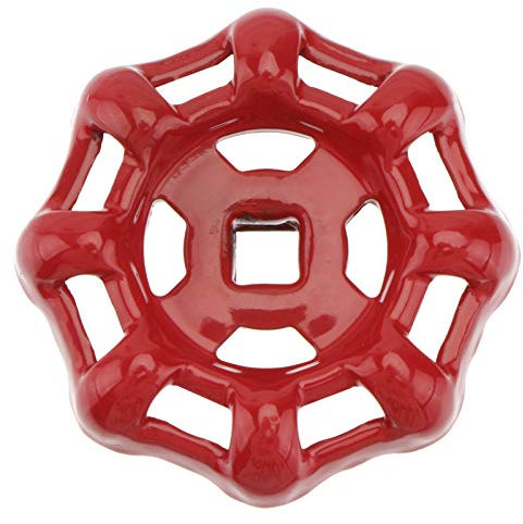 Roter Gusseisen-Absperrschieber-Ersatz, 6 x 6 mm, Radgriff für Outdoor-Wasserhahn, dekorative Wasserrohrverschraubung
