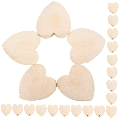 NUOBESTY 25stücke Unbearbeitete Holzherzperlen Herzförmige Schmuckperlen Für -projekte Valentinstag Bastelmaterial Für Armbänder Und Halsketten