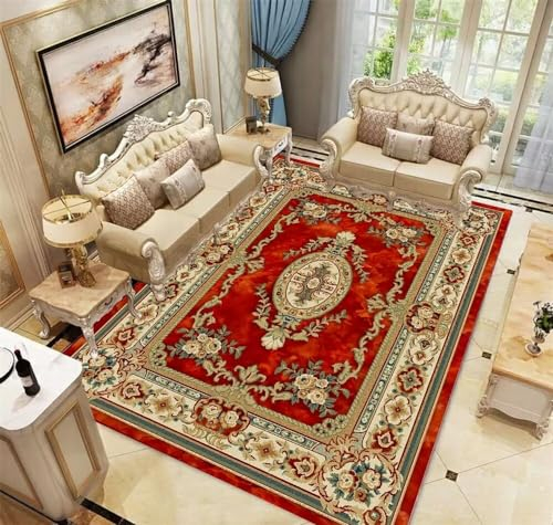 RUGMRZ Deko Wohnzimmer Hall Teppiches Rotes großes Muster Muster Dekoration Wohnzimmer Mitte Teppich ist pflegeleicht Teppich Jungen Jugendzimmer 200X260CM