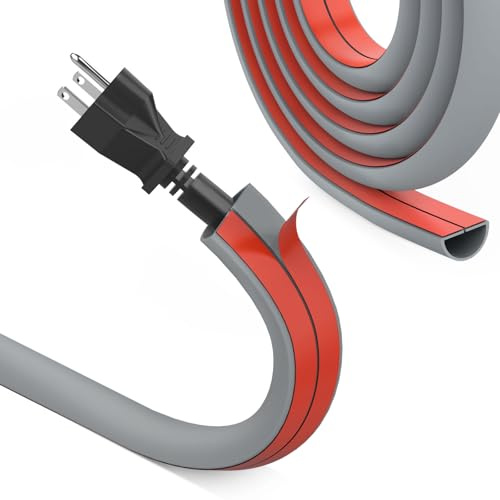 REFLYING minikabelkanaler, halvcirkelformat kabelhölje kabelfack, självhäftande tejp kabelkanal för att dölja 1 kabel, flexibelt kabelskydd för ledningar på vägggolv, grå, 15 mm x 10 mm – 1 meter