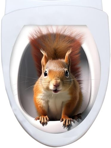 Autocollant décoratif pour abattant de WC, autocollant de toilette écureuil autocollant mural décoratif autocollant mural décoratif dessin animé animal PVC autocollants, décorations de maison
