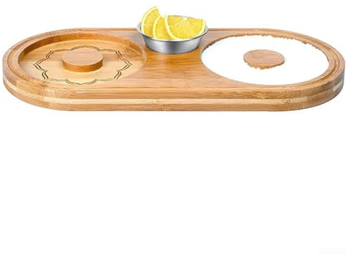 Wood Sugar Salt Box, Wood Cocktails Salt Sugar Glass Rimmer, Margarita Salt Rimmer, Glass Rimming Tray Bartender Tool(B)