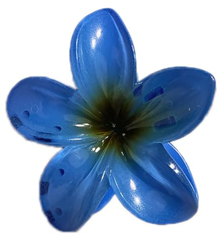 2 Stück Plumeria Blumen Haarspangen,Hawaiian Claw Clip,Rutschfeste Haarklammer Damen,Starker Halt,Krallenklammern Haarstyling-Zubehör für Frauen Mädchen,Party Strand Pool Urlaub,Blau