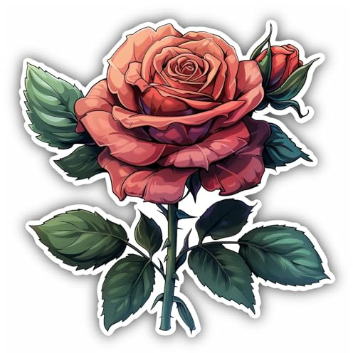 Samunshi® Rote Rose als Autoaufkleber Blumen für Motorrad Fahrrad Roller oder Auto Sticker Blumen Fahrrad Mtb Mountainbike Rennrad Pflanzen Aufkleber selbstklebend 10x10cm