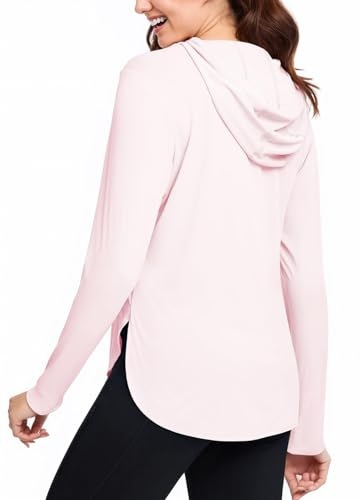 JTSONN Camisetas de Manga Larga para Mujer Camisa Deportiva con Protección UV UPF 50+ Correr Camiseta Ligera Transpirable Funcional de Secado Rápido Sudadera con Capucha Pullover de Senderismo