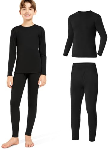SIMIYA Kids Thermal Base Layer Set - Boys Youth Athletic Base Layer Set | Compression Underwear Long Johns Bottom and Long Sleeve Top for Gym Sport Football Ski