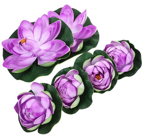 Yardenfun 6pezzi Piante Galleggianti Artificiali Plastica Per Decorazione Stagni Di Fiori Di Media Grandezza e Fiori Grandi Per Interni Ed Esterni