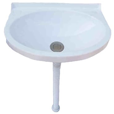 MQZHUK Lavabo de Pared, 40x28x14cm Lavabo de Baño de Plastico Tamaño Pequeño, Lavabo de Ovalado con 78cm kit de Desagüe para Aseo de Invitados Lavadero Garaje Blanco