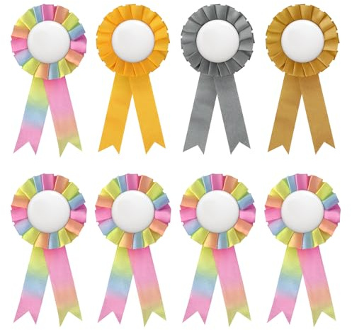 8 stycken turneringsbågar, rosetter för vinnare i 4 färger, 7,5 x 15 cm hobby häst rosor för vinna, turneringsband hästar set för hästälskare, rosetter medaljer band för barn
