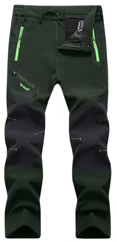 YAOHUOLE Men's Outdoor Trousers Fleece Lined Waterproof Hiking Trousers Windproof Ski Pants Mens Lightweight Tactical Pants Men Army Green L