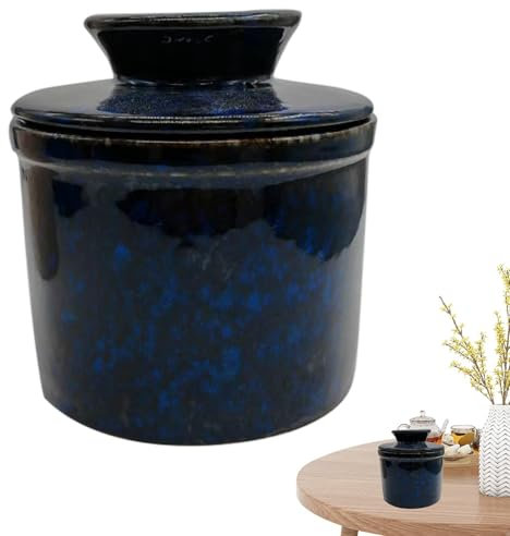 Mantequilla – Vajilla de mantequilla francesa, vasija decorativa para mantequilla de cerámica, vasija de mantequilla con tapa, recipiente hermético al agua, recipiente de mantequilla de cerámica para