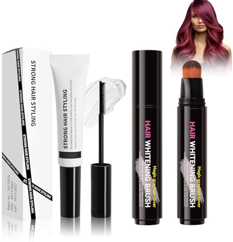 Pluma Temporal del Tinte del Pelo y Cera fijadora para pelos rebeldes, Tinte Para El Cabello, Tizas para el Pelo Temporales, Lavables, crea un color natural, coloración fácil, vino tinto, ranfabang-10