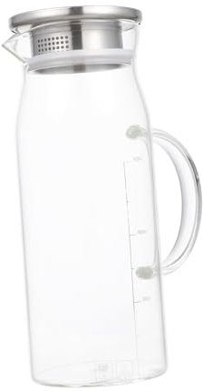 WATIIFUFU Glas Wasserkrug Aus Hitzebeständigem Glas 1200ml Klarer Eistee Halter Für Kühlgetränke Mit Ergonomischem Griff