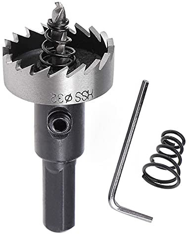 NINGXUE 32mm Heavy Duty HSS Drill Bit Metal Hole Saw, Long Life Hole Cutter Opener with Allen Key for Metal, Wood, Stainless Steel, Copper, Aluminum 1PCS