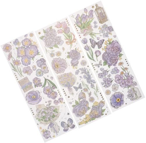 DIYEAH Aufkleber Mit Blumenmuster – 15 Stück in 5 Sets Für Tagebuchdekoration Und Scrapbooking