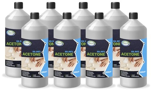 JOVS 99.99% Pure Acetone 8x 500 ml– High-Strength Nail Polish Remover for Gel Nails, Acrylics, & Nail Glue | Multi-Purpose Solvent for Salon & Home Use | Removes Paint, Varnish, and Adhesives