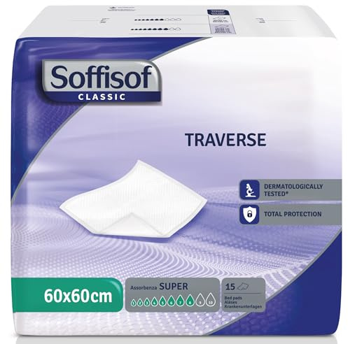 Soffisof Inkontinenz-Bettschutz 60x60 - einweg Inkontinenz Bettunterlage - Einzelpackung mit 15 Bettunterlagen, 8 Tropfen - Inkontinenzunterlage für Erwachsene, Kinder & Babys