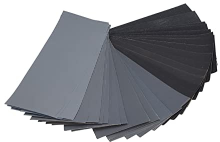 Generic Papel de Lija, 14 Granos de 120 a 3000 Papel de Lija Húmedo Seco Resistente Al Agua para Pulir, con Material de Resina para Lijado de Madera y Metal (juego de 42 piezas)