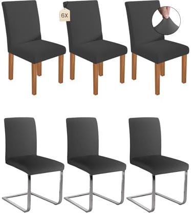 Dmyifan Stretch Stuhlhussen Schwingstühle, Abnehmbarer Waschbarer Stuhlbezüge, Chair Cover für Esszimmer, Hotel, Bankett, Partys Deko, Hochzeit (6, Dunkelgrau)