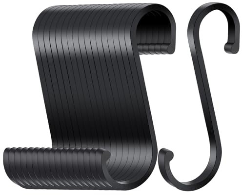 18 Pezzi Ganci a S Neri in Alluminio, Diametro Compatibile 19-25 mm, Gancio a S in Metallo Multifunzionale per Ganci a S per Cucina, Garage, Giardino – Pentole, Tazze, Vestiti e Piante