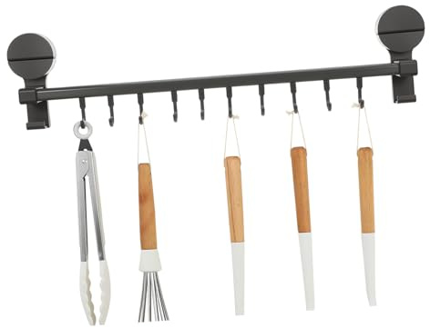 GALPADA Ganchos de Cocina sin Perforar Riel de Inoxidable con Ganchos Organizador para Pared Adecuado para Toallas Utensilios y Tazas para Cocina y Baño
