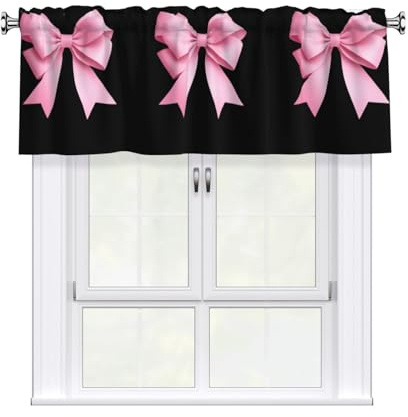 AKGFFDS Cenefa de cortina con estampado de lazo de princesa, 137 x 45,7 cm, para cocina, baño, lavandería y decoración de estudio