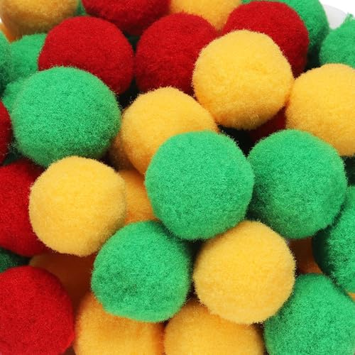 PATIKIL Fuzzy Pom Poms Balls 1/25mm Mini Yellow/Red/Green 108 Pcs