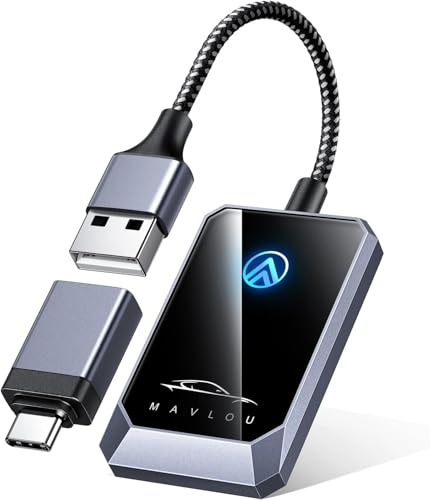 Mavlou Android Auto Wireless Adapter, Stabiler Schneller Wireless Android Auto Adapter, Neueste Wireless Android Auto Stick, Plug & Play, OTA Upgrade, für Android 11+ & Autos mit Wired Android Auto