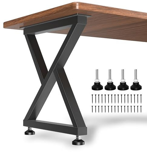 CHICAURA Metal Table Legs, 28 H x 24 W, Heavy-Duty Z-Frame Black Table Base Support up to 1100 lbs, Industrial Modern DIY Furniture Legs for Kitchen Dining, Desk, and Workbench, Set of 2