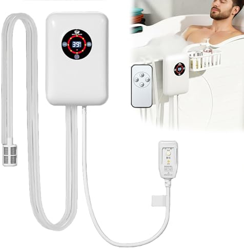 Weyot Water Heater For Hot Tub, 30-43℃ Constant Temperature Control, Bath Thermostat Heater, for Bathtub, Small Pool, Winter Christmas Or Birthday Gift For Bath LoversWhite,22x14.8x7.5cm
