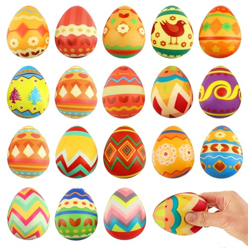 XIMEY Ostereier 18 Stück Ostern Geschenke, Anti Stress Bälle, Ostergeschenke, Ostereier Stressball, Antistressball Kinder Erwachsene, Geschenke Ostern Mitgebsel (Blumen)
